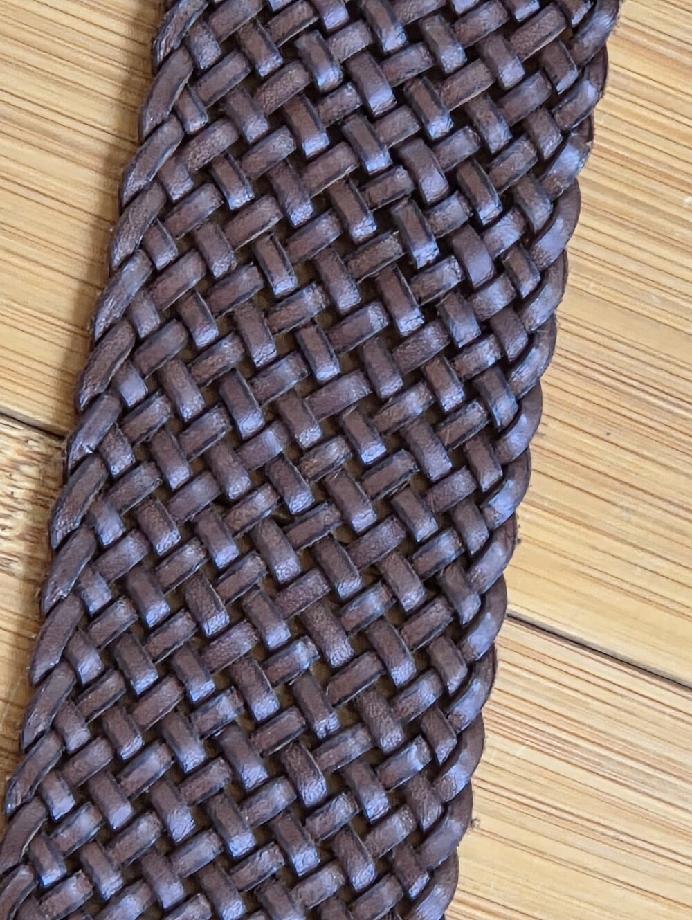 Banana Republic Leather Chocolate Brown Wide Braided Belt M Leather Buckle - Picture 9 of 16
